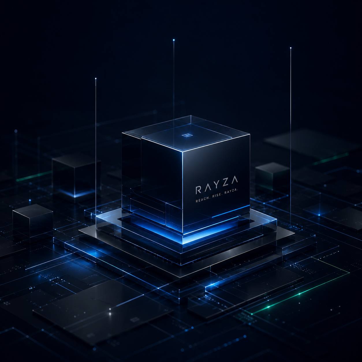 RAYZA logo over earth horizon
